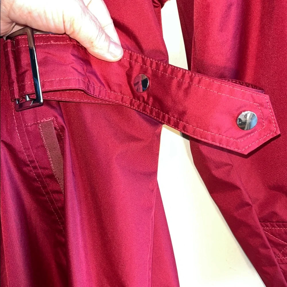 Details Intl Maroon Hooded and Belted Rain Jacket with Zipper 2X EUC‎